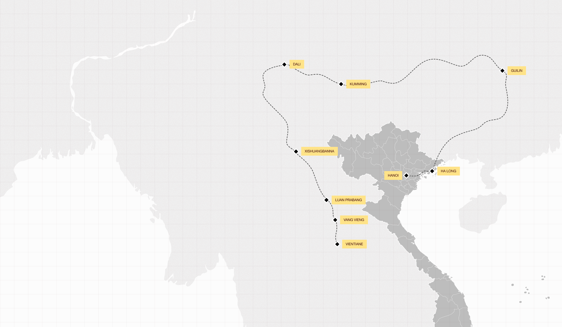 The Indochina Passage route map